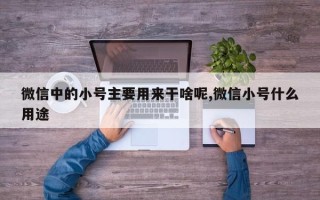 微信中的小号主要用来干啥呢,微信小号什么用途