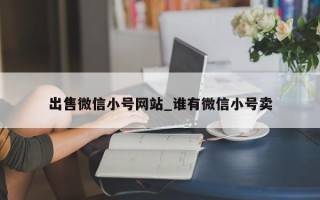 出售微信小号网站_谁有微信小号卖