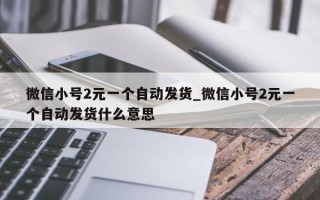 微信小号2元一个自动发货_微信小号2元一个自动发货什么意思